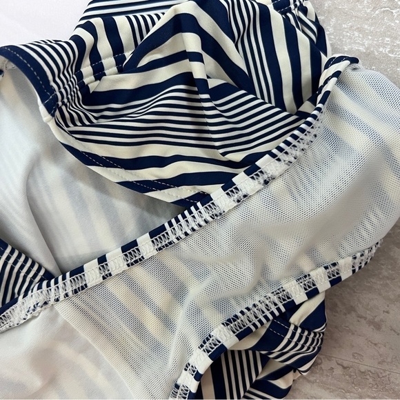 Niptuck swim swimsuit navy white stripe tummy control swimsuit size 8 - Picture 13 of 13